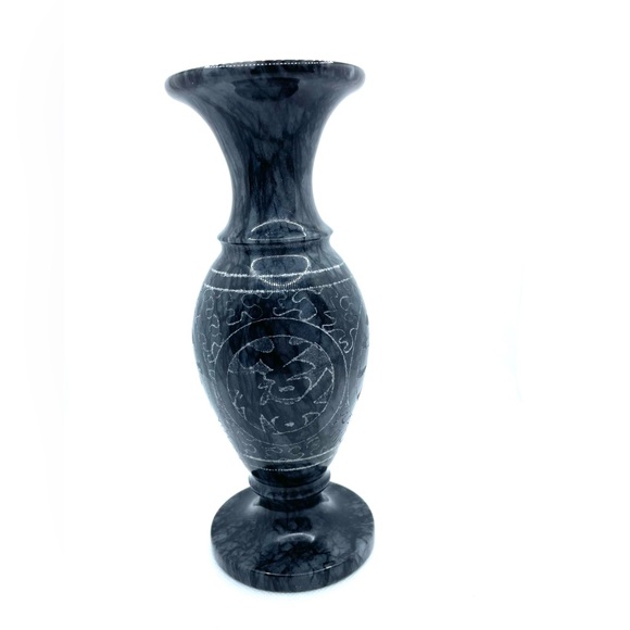 Etching Design Vase Out of Marble Stone 7.7" H - Picture 7 of 7